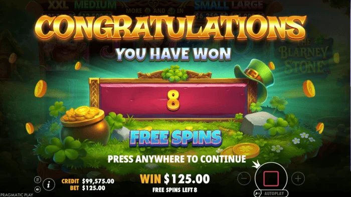 The Blarney Stone - déclenchement du tour de Free Spins
